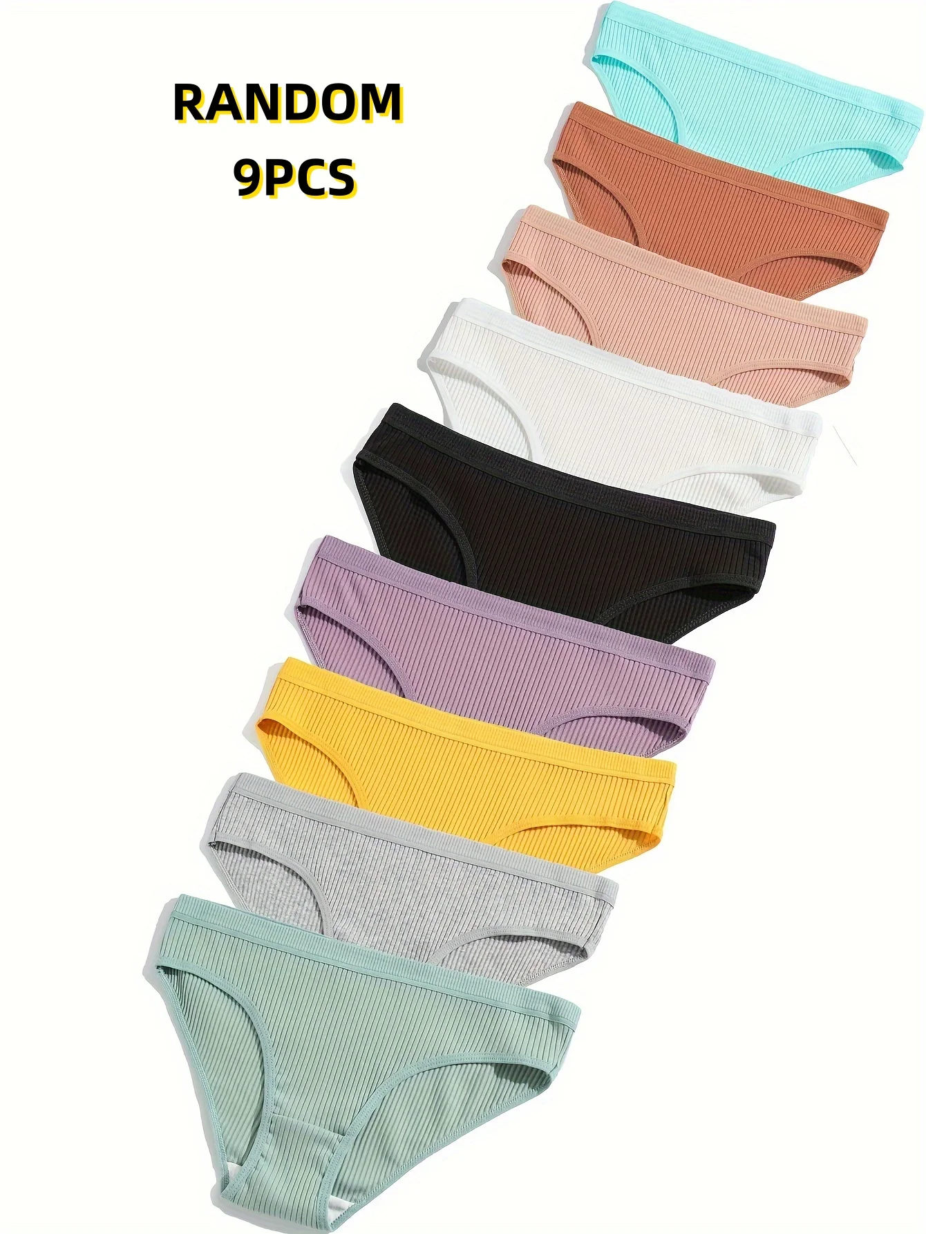9PCS Women's Low Waist Underpants Solid Color Simple Breathable Comfortable Underpants Underwear Women Sexy Panties