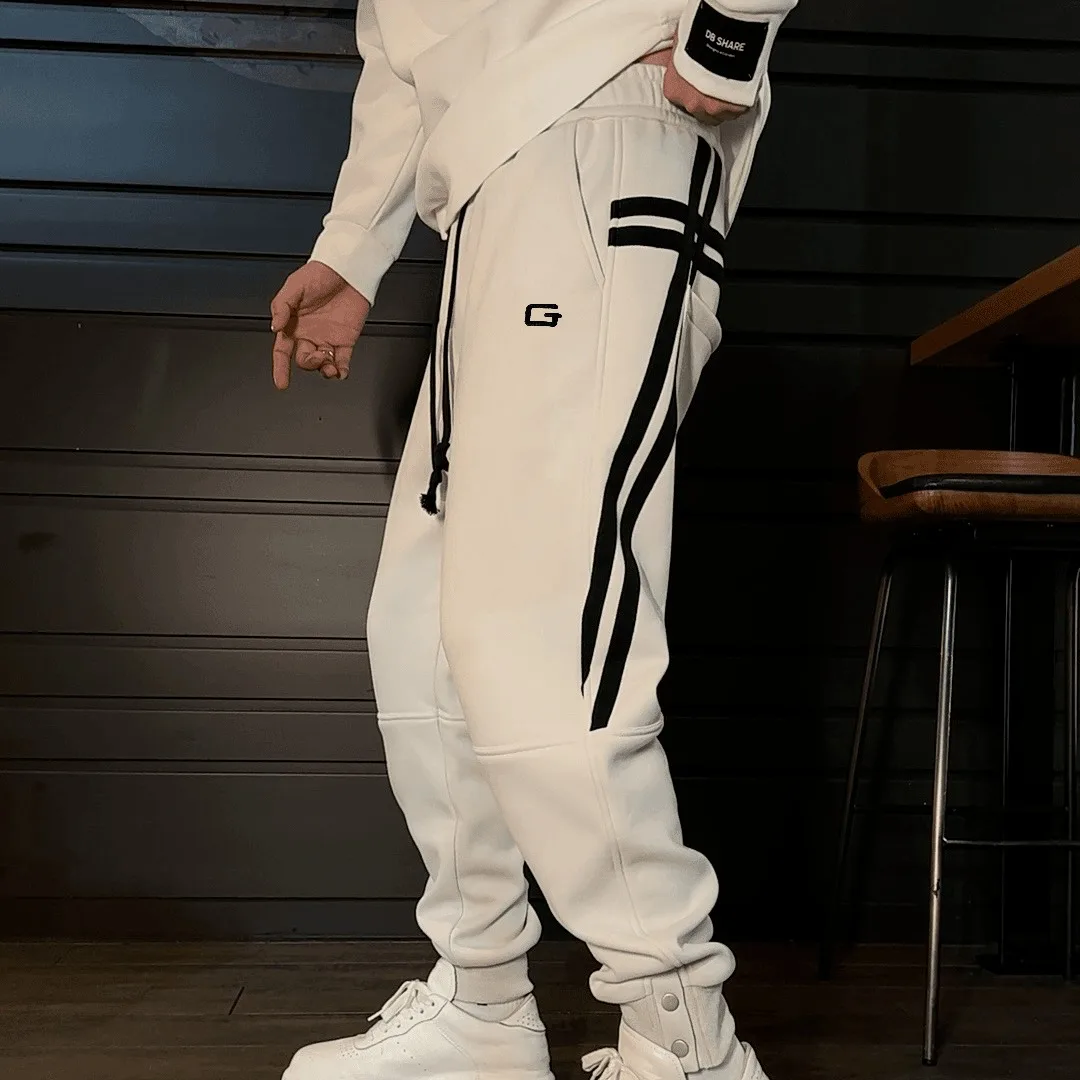 

Мужские осенне-зимние повседневные брюки большого размера с вышивкой в стиле пэчворк и манжетами, спортивные спортивные штаны с эластичной резинкой на талии, тонкие брюки Харлан