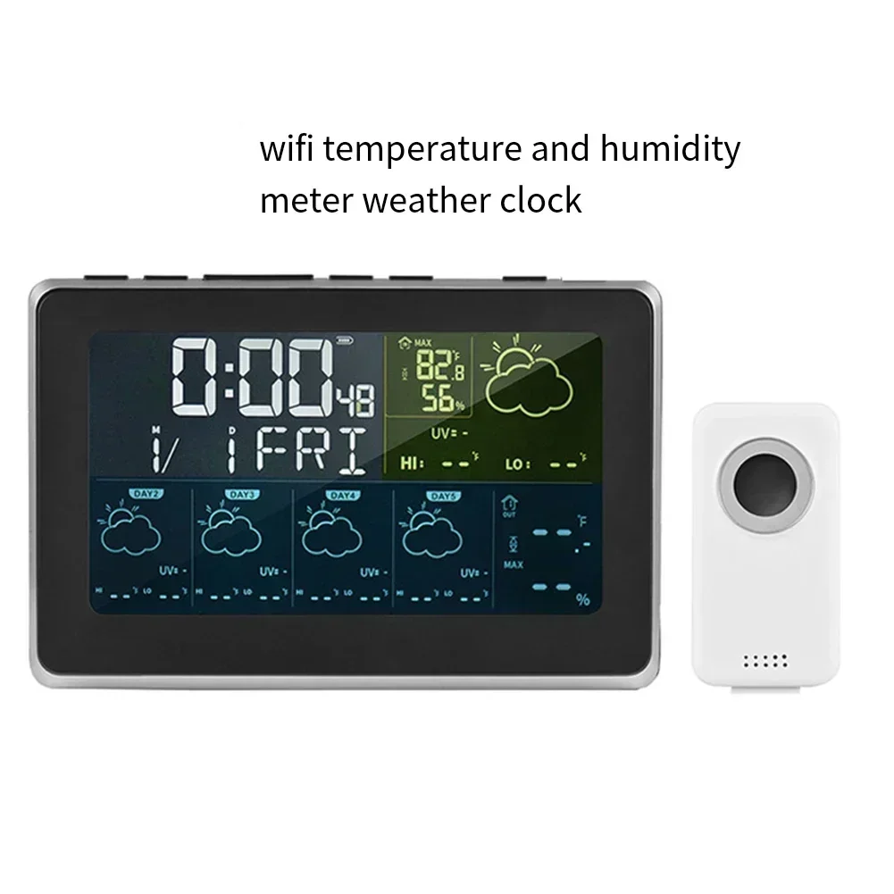 Tuya WIFI Weather Station Indoor Outdoor Temperature Humidity Meter Weather Forecast Alarm Clock 2024 New