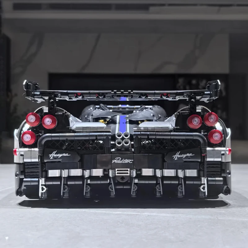 Techniczny MOC Metaliczny Srebrny Wersja na Szynach Hypercar 1:8 Fajny Model Pojazdu Klocki Konstrukcyjne Zestaw DIY Zabawki Prezenty Świąteczne dla Dzieci