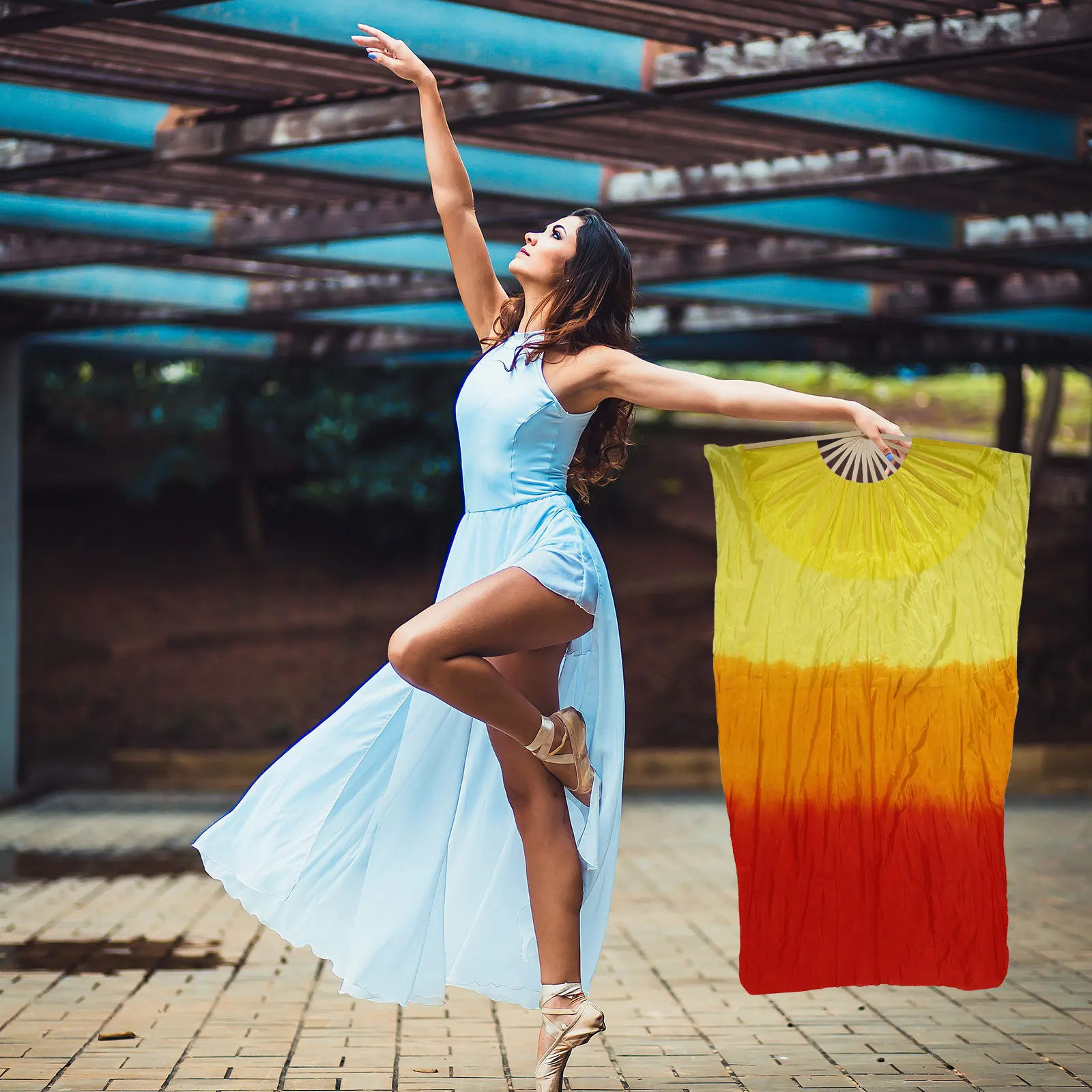 معدات الباليه، حجاب طويل لمروحة الرقص، إكسسوارات الرقص الشرقي للنساء، مروحة يد خفيفة الوزن وقابلة للطي للراقصات