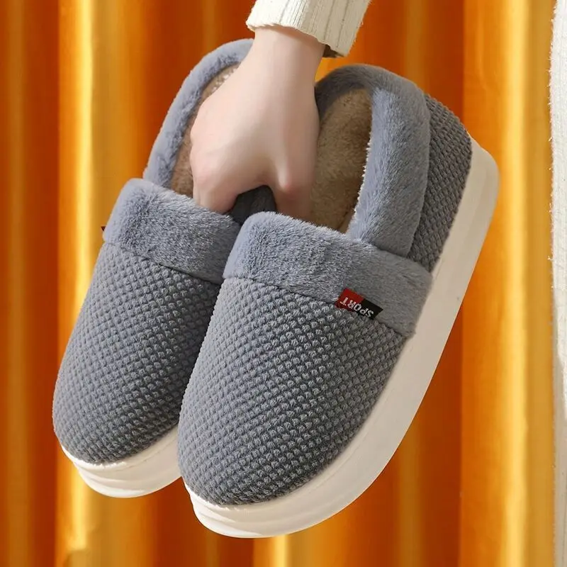 Slippers Home Men's Winter Shoes Soft Man Home Slippers Cotton Shoes  Warm Plush Non-slip Women Casual Indoor Flat Shoes