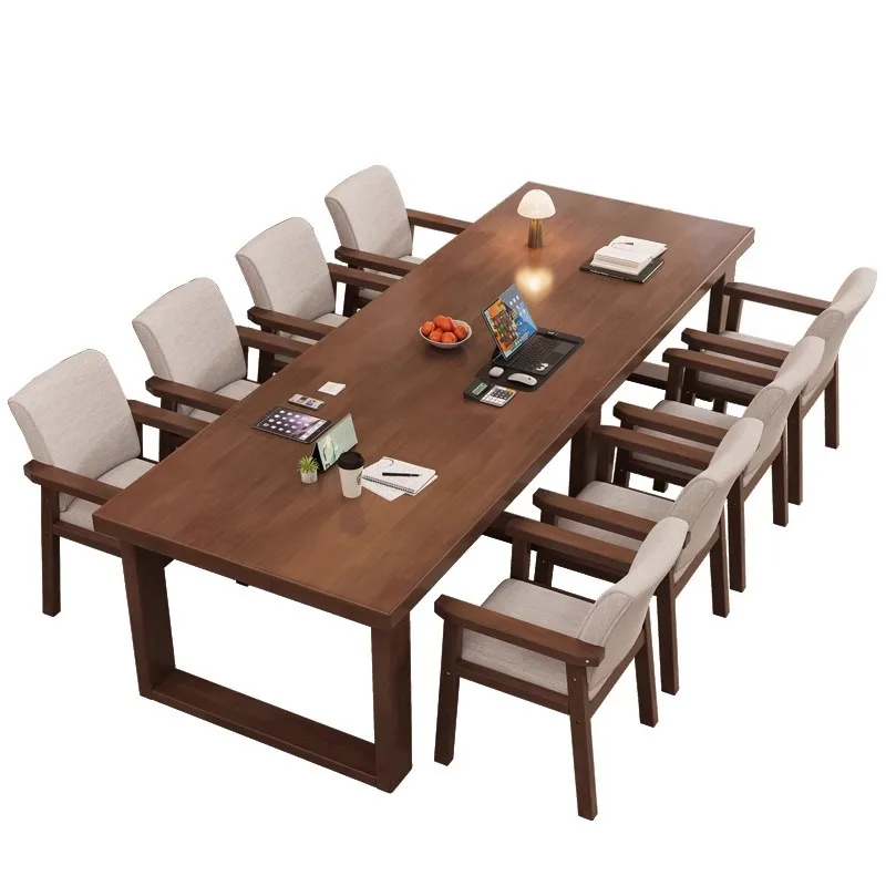 Solid wood conference table Long table Simple modern commercial workbench Household large board table