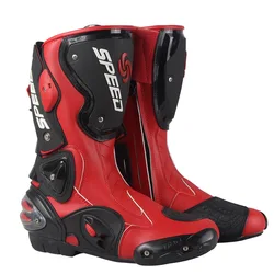 Men's Motorcycle Boots Riding Drop Protection Top Quality Black/White/Red Large Size 40-45 B1001 Motocross Shoes