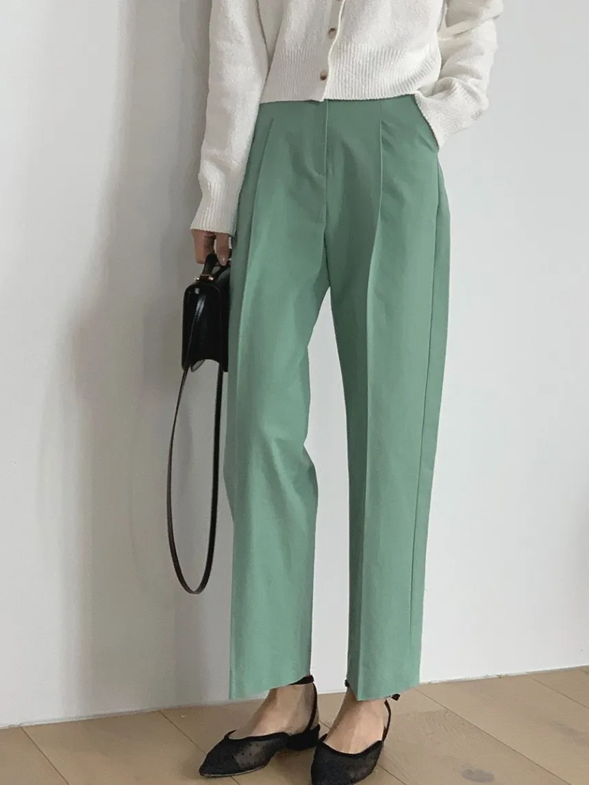 

ZHISILAO New Casual High Waist Pants Women Office Lady Pocket High Waist Ankle-length Trousers Autumn 2023