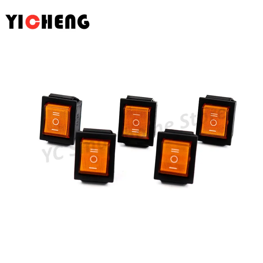 5Pcs KCD2 12V/220V Schakelaar KCD4 Boot-Vormige Rocker Knop Op-Off-op 6pin Met Licht