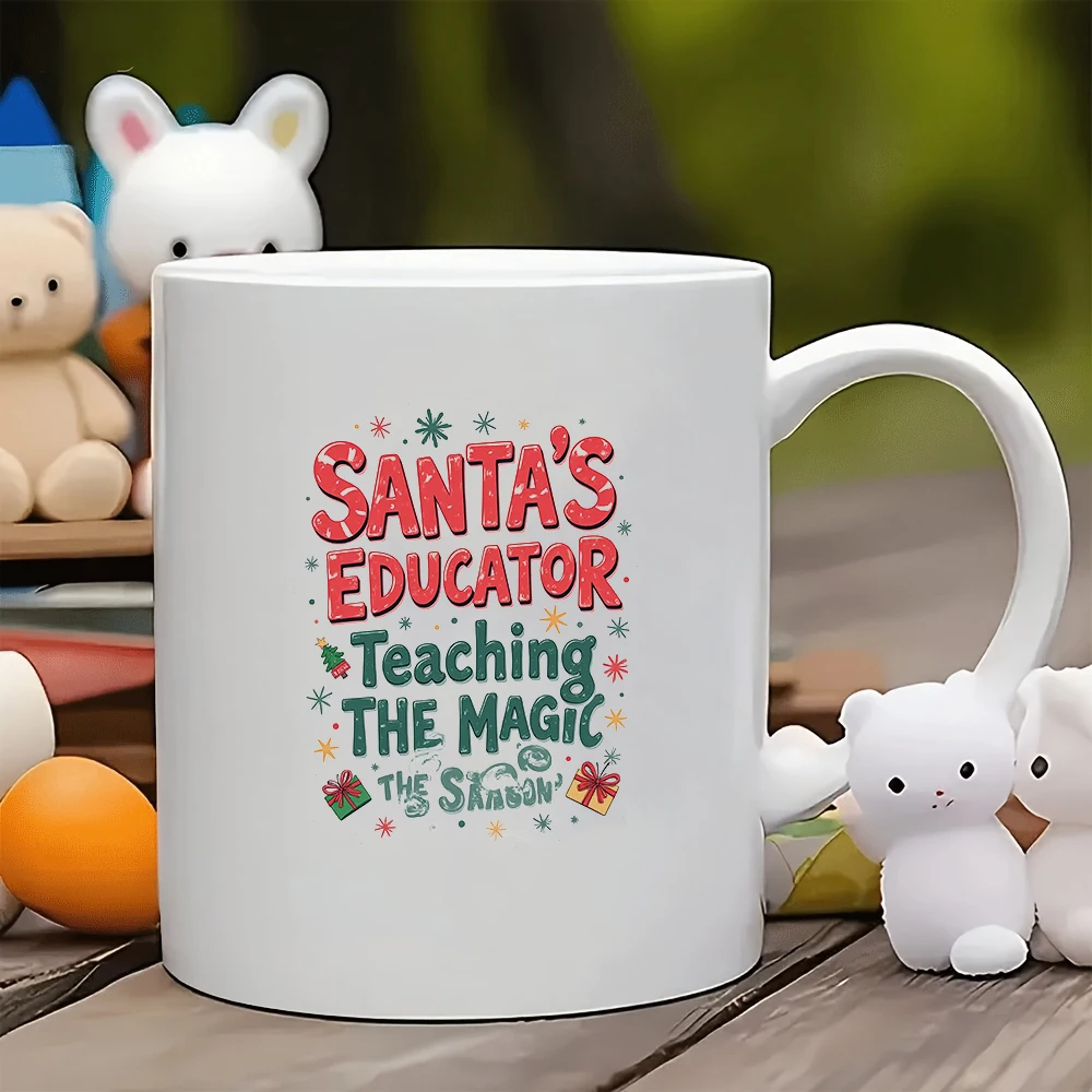 

11oz Christmas Cartoon Mug Santa's Educator Theme Gift for Students and Kids Family and Office Coffee Cup