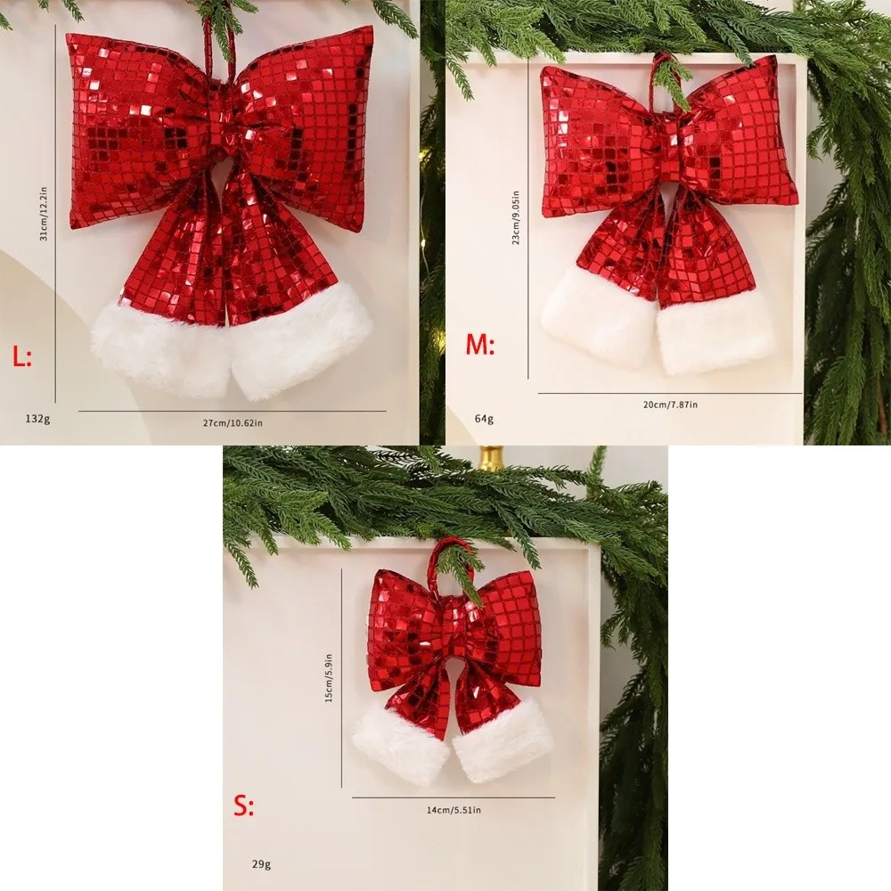 New Sequin Mirror Surface Bowknot Pendant Creative DIY Xmas Tree Ornament Bowknot Christmas Supplies New Year