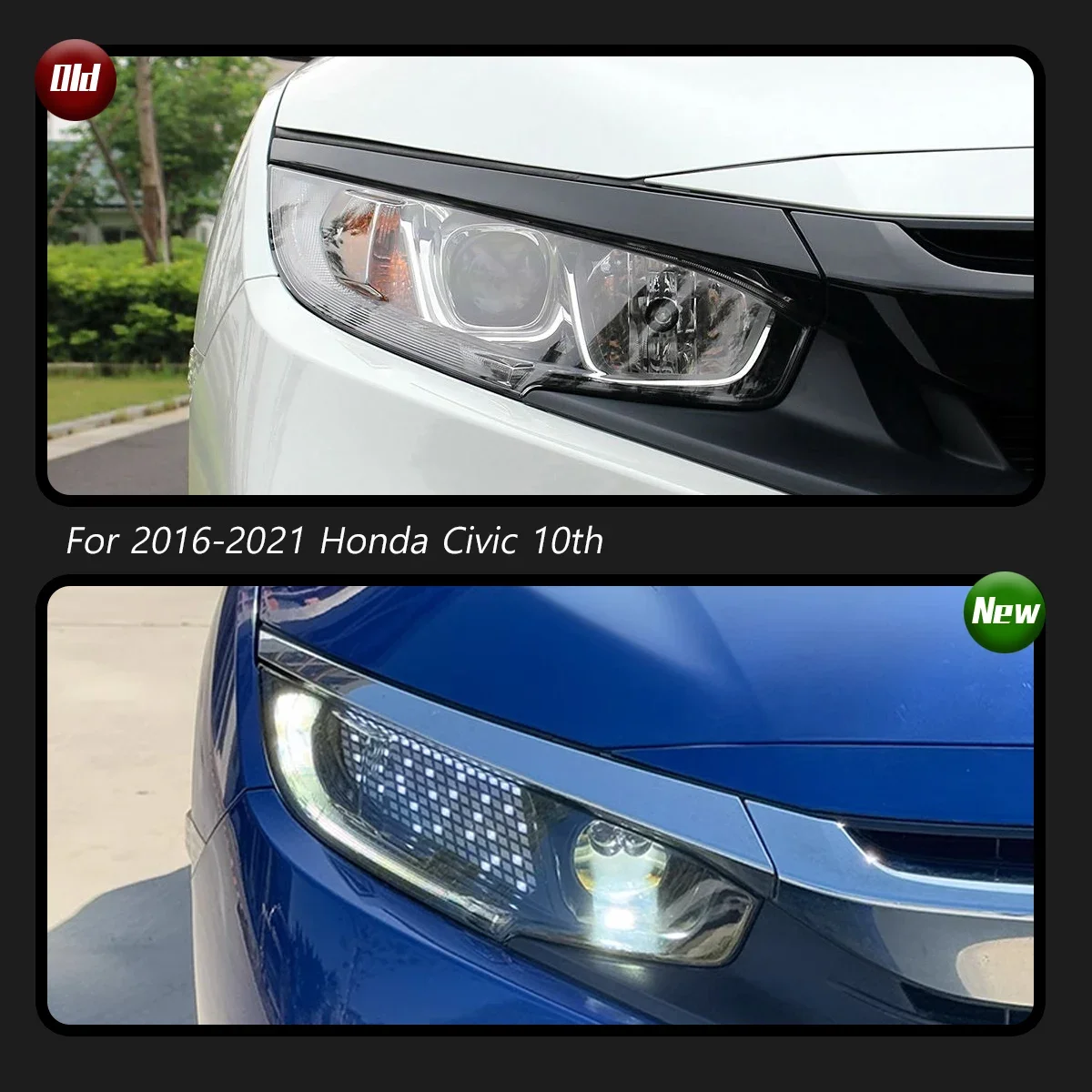 

TYPY новая светодиодная фара, обновленная, модифицированная для Honda Civic 10th 2016-2021, фара с динамическим сигналом, автоаксессуары