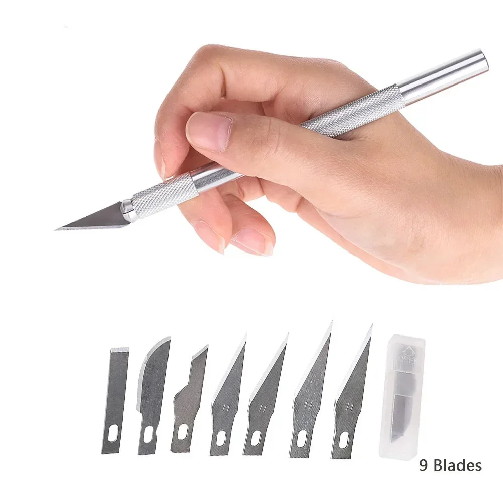 

1 / 5 / 9 Blades Craft Artwork Cutting Knife DIY Carving Knife Stencil Scoring Hobby Chiseling Model Repairing Sculpture Knife