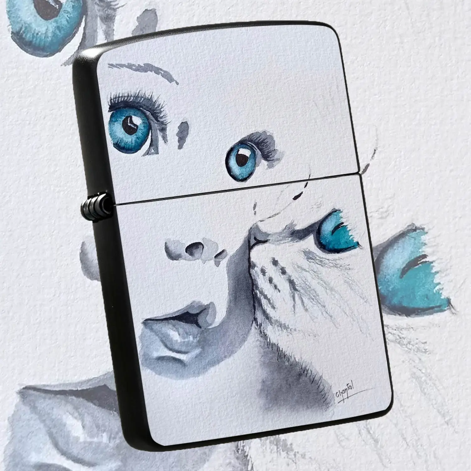 Creative Watercolor Blue Eye Art Decor Portable Lighter, Abstract Human Face Art Themed Daily Carry Ignition Tool, Suitable for Multiple Scenes, Unique Aesthetic Niche Artistic Practical Item, Gr A Humorous And Interesting Lighter