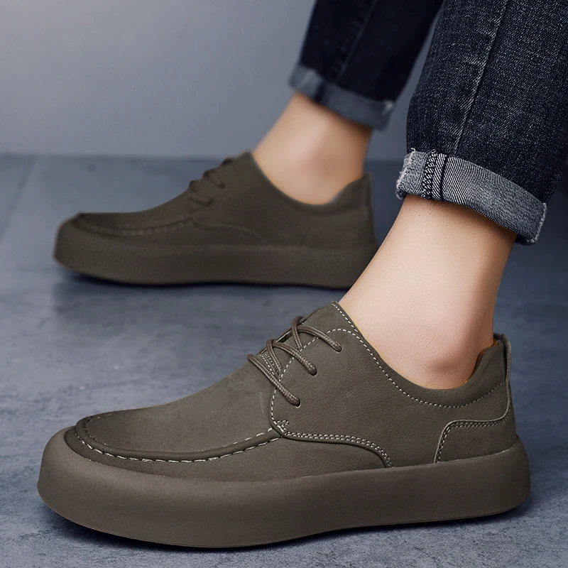 

genuine leather shoes for men lace up Flat men sneakers Hollow out breathable New spring summer Man sneakers men flats