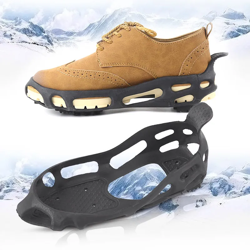 1 Pair 24 Tooth Ice Gripper Spike for Shoes Outdoor Anti Slip Climbing Snow Spikes Crampons Cleats Chain Claws Grips Boots Cover