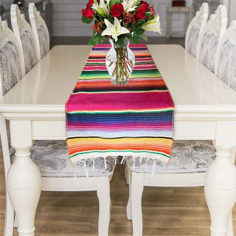 

2Pcs Mexican Table Runner 14 X 108 Inch For Mexican Party Wedding Decorations Outdoor Picnics Dining Table-A55G