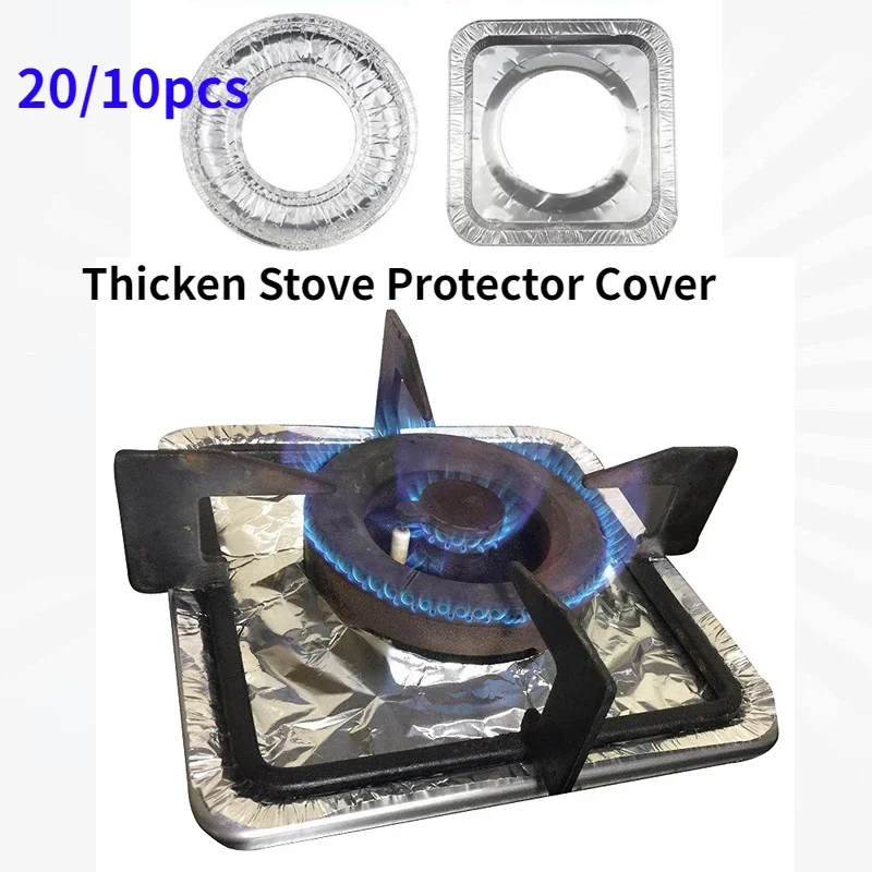 20/10 adet kalınlaşmak alüminyum soba koruyucu kapak gaz sobası brülör astar Stovetop temizleme pedi Mat mutfak aksesuarları tek kullanımlık