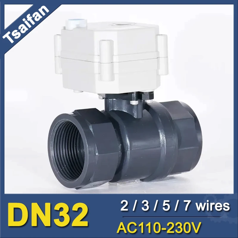 DN32 PVC 2-pieces Electric Valve , 11/4“ Actuated Valve CPVC, AC110-230V Power Off Return Good Corrosion Resistance Capability