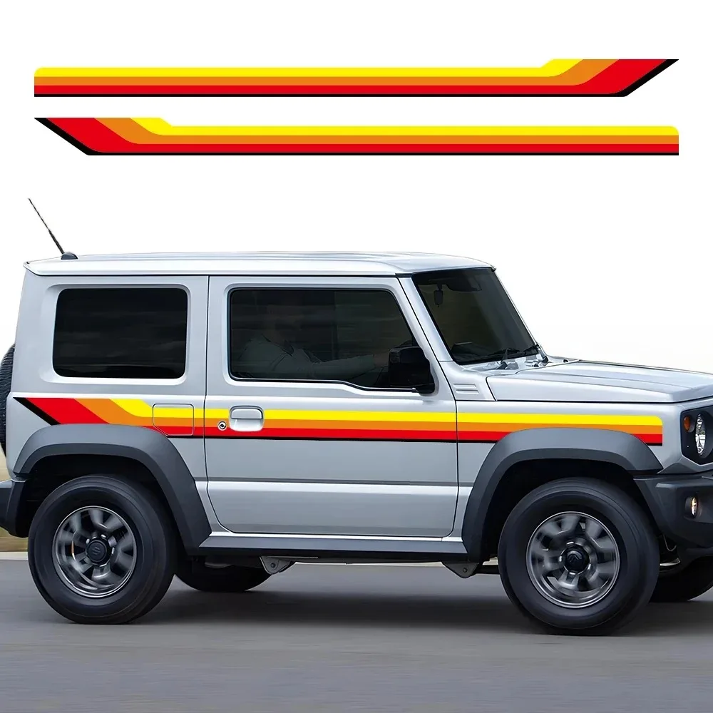 

2PCS Car Waist Line Sticker Stripe Modified Orange Red Blue Vinyl Graphics Decal Wrap Decor Stickers for Suzuki Jimny 2021 2022