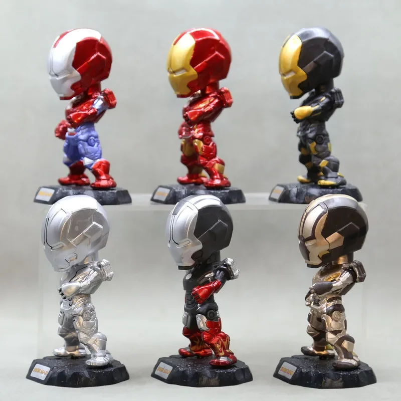 6 Iron Man Handheld Classic Mark15 Toy Model Twisted Egg Doll Grabber Desktop Decoration Ornament Set Of Eight Holiday Gifts