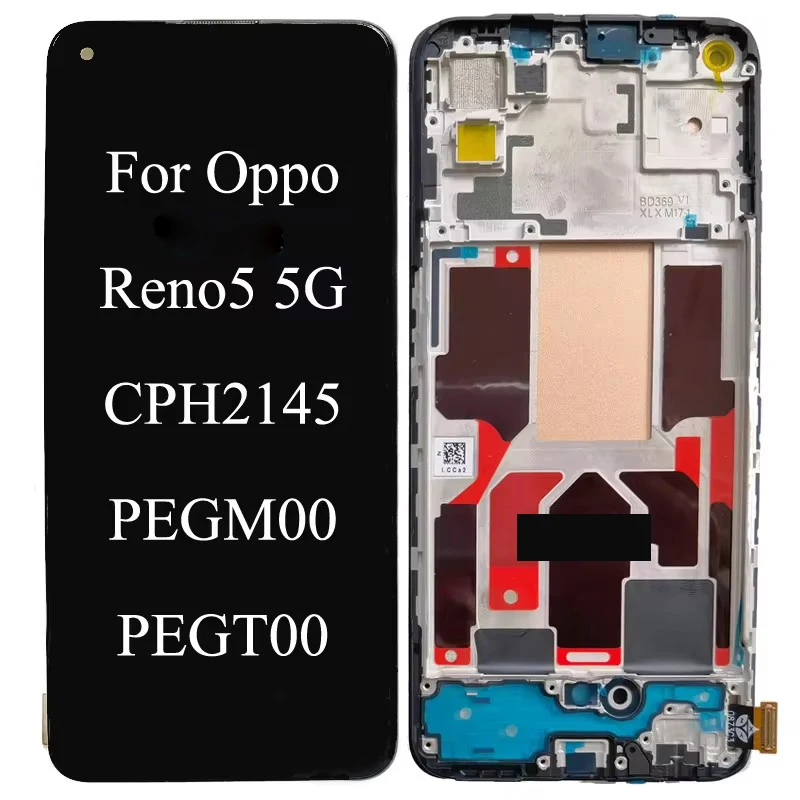 For Oppo Reno5 4G CPH2159 LCD Display for Reno 5 5G CPH2145 Touch Screen Tested Digitizer Assembly Replacement with Free Tools