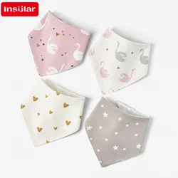 INSULAR Baby Bibs Waterproof Infant Saliva Towel Triangle Type Kids Burp Cloth Spit Milk Towel Cotton Skin-friendly 4 Pcs/set
