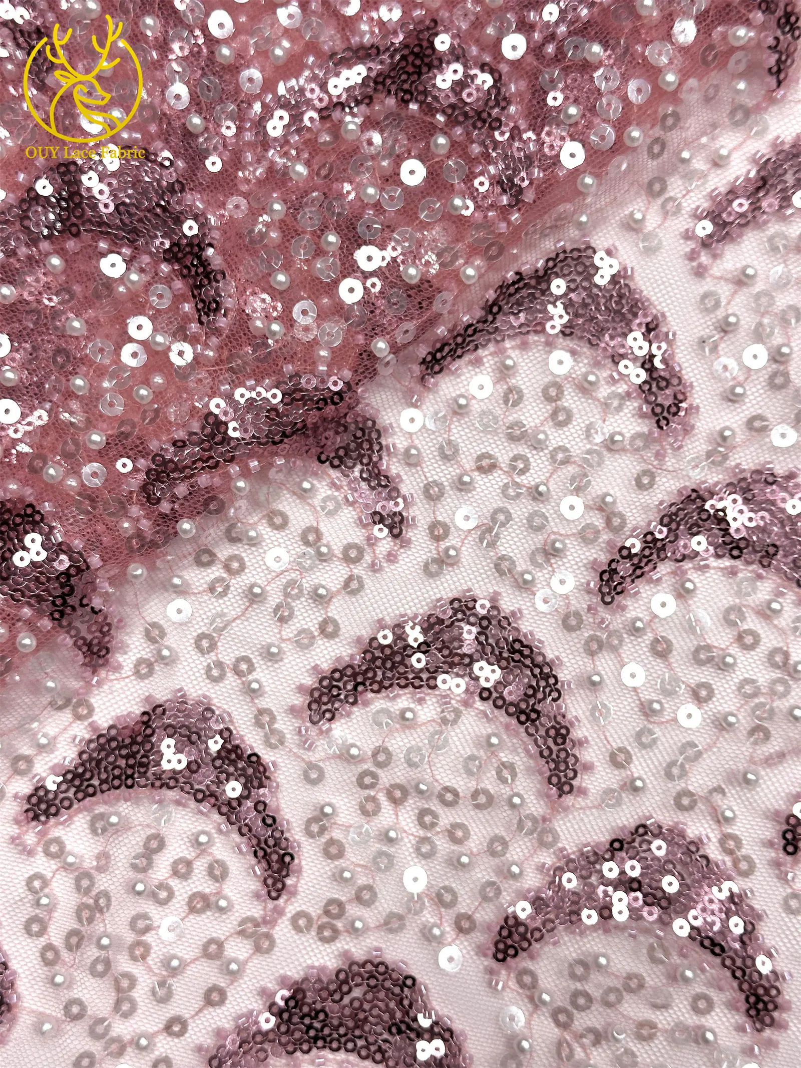 2026 Afrikanischer Pailletten-Spitzenstoff 5 Yards Hochwertiger Nigerianischer Perlen-Tüll-Spitzenstoff Geeignet für Hochzeitskleider-Näharbeiten – Detail 21