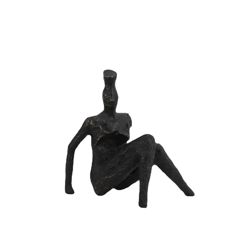 Creative Metal Abstract Human Sculpture Black Person Bedroom Study Ornament Living Room Decoration Art Home Decor Accessories