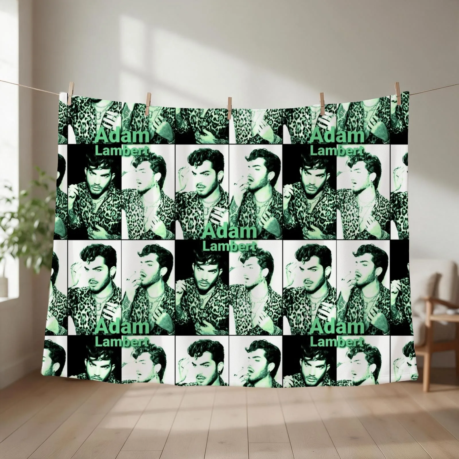 Hot in green Adam Lambert Throw Blanket Stuffeds Furrys Sofa Bed linens Blankets