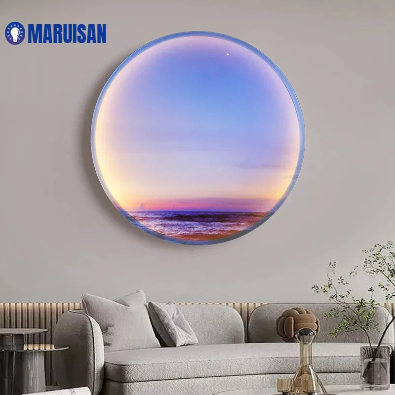 Circle Porch LED Wall Lamps Luxury Bedroom Bedhead Decoration Painting Cosmic Starry Sky For Corridor Living Study Room Fixtures