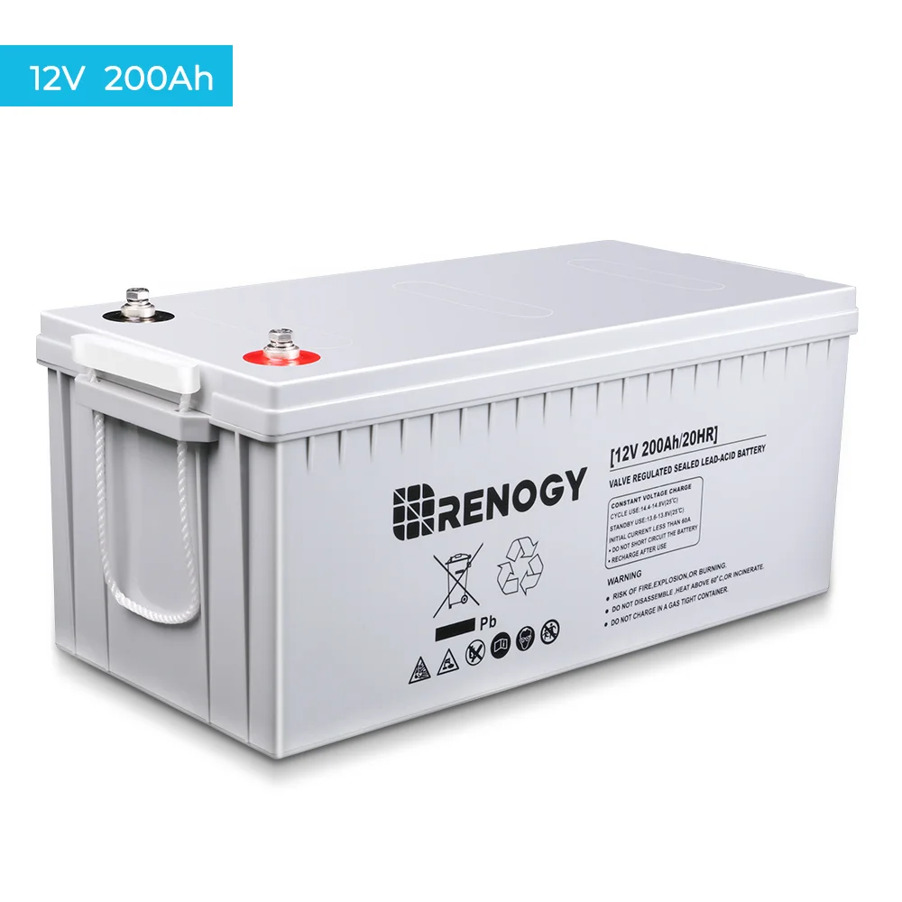 Renogy Deep Cycle AGM Battery 12 Volt 200Ah, 3% Self-Discharge Rate, 2000A Max Discharge Current, Safe Charge