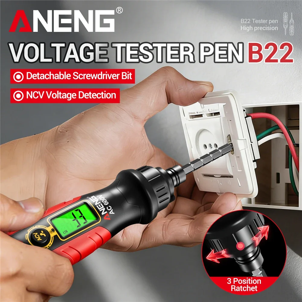 digital-voltage-tester-screwdriver-pen-rechargeable-aneng-b22-handheld-30~1000v-non-contact-detection-durable-bit-repair-detecto