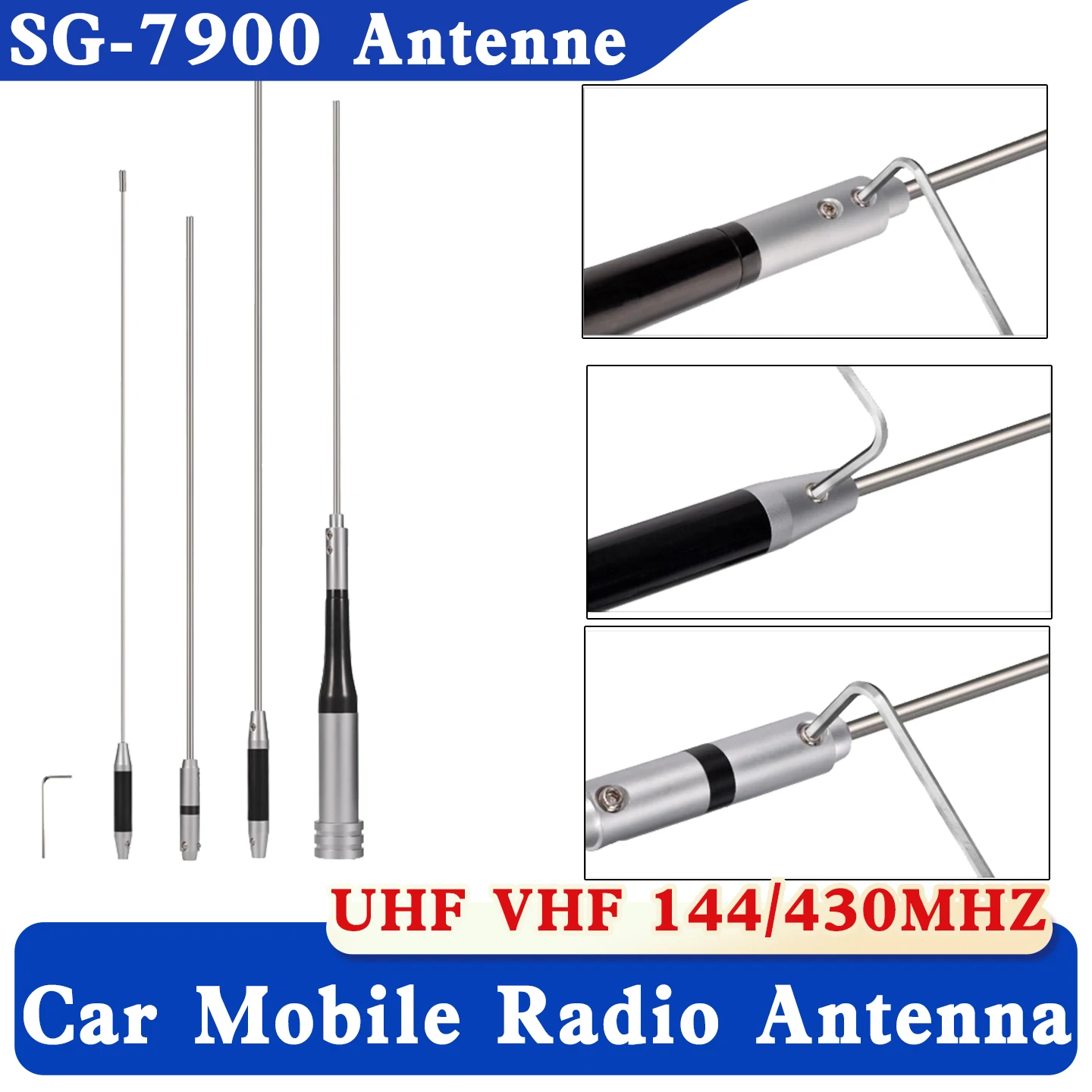 DIAMOND SG7900 UHF/VHF Dual Band Mobile Antenna 144/430MHz Stainless Steel 150W SG-7900 5.0/7.6dBi Gain Car Mobile Radio Antenna