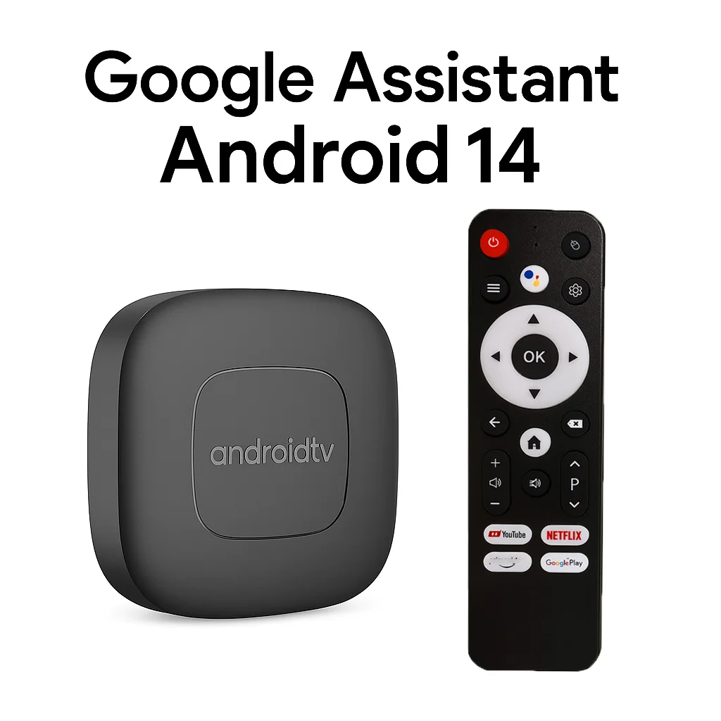 Google Assistant Android 14 Smart TV Box 8K UHD Dual WiFi 2.4G&5.8G Media Player with YouTube Netflix Support Streaming Set Top