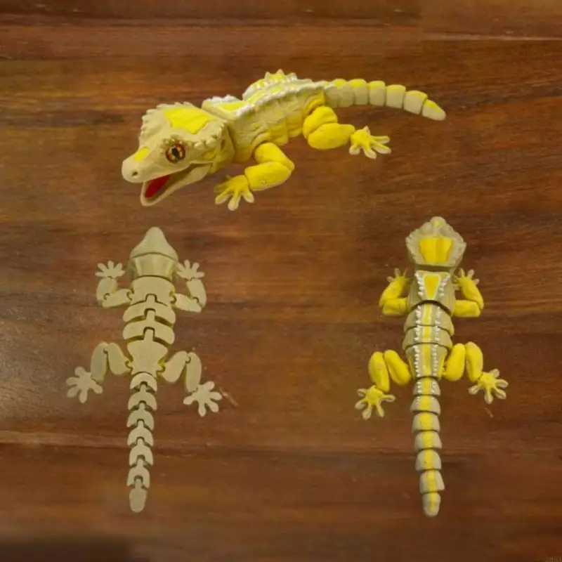 Articulated Crested Geckos Statue 3D Printed Animal Fridge Magnet Decoration For Educational Use Learning Toy 