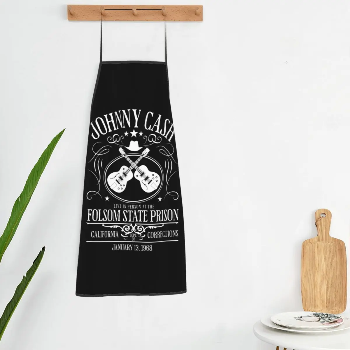 Johnny Cash Live At Folsom State Prison Jan 13 1968 Apron Chef Cooking Tablier Bib Kitchen Cleaning Pinafore for Women Men