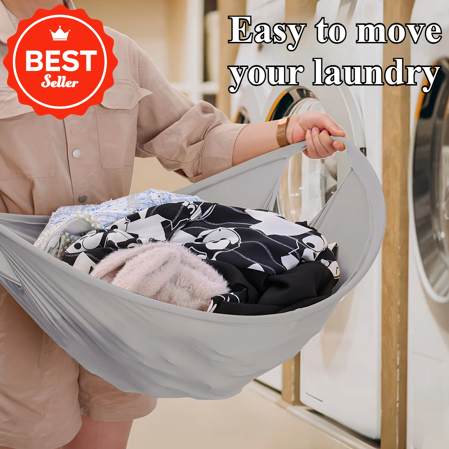 Ins 26-inch Laundry Storage Basket Foldable Pop-up Basket Dirty Clothes Bag Portable Container Home Space Saving Organizer