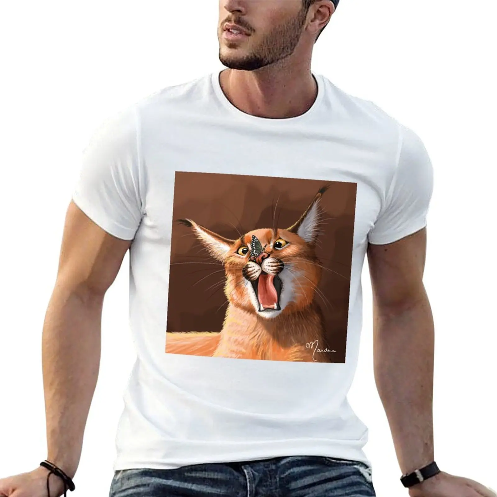 Caracal panicking T-Shirt t shirts for man cotton t shirt man luxury t shirt for man T-shirt