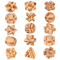Lu Ban Lock IQ Brain Teaser Educational Toy for Kids Children Wooden Kong Ming Unlock Toys Adult Montessori 3D Puzzle Game