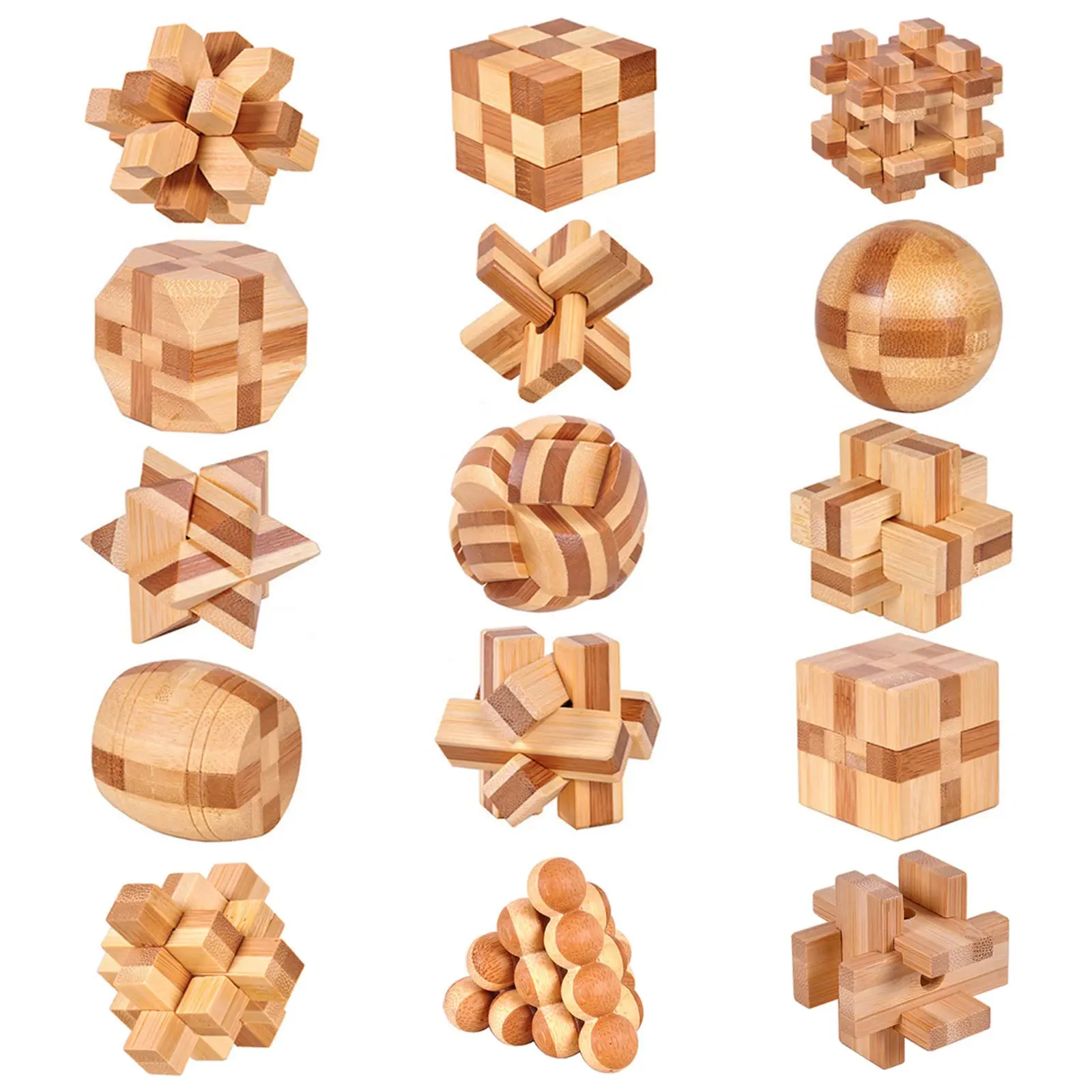Lu Ban Lock IQ Brain Teaser Educational Toy for Kids Children Wooden Kong Ming Unlock Toys Adult Montessori 3D Puzzle Game