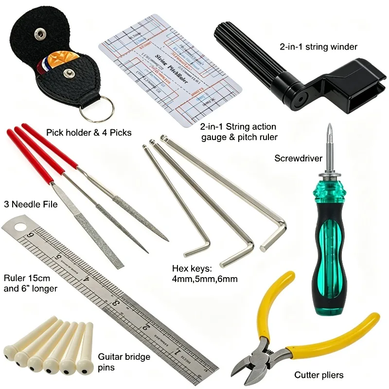 22pcs Guitar Repair Tool Set Multifunctional Guitar Tool Bag Guitars Parts Replacement Tools String Instrument Accessories Kit - view 2