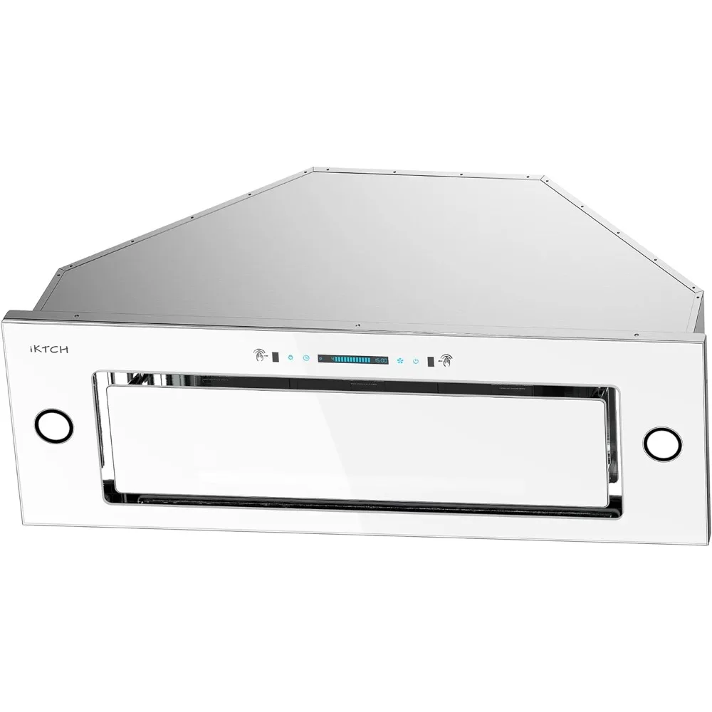 " Range Hood Insert, 900 CFM Ducted/Ductless Range Hood with 4 Speed Fan, White Stainless Steel