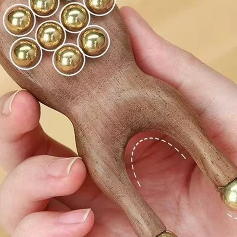 

Wooden Nose Guasha Massage Tool Brass Bead Handheld Comb Antistatic For Face Nose Eye Relaxation Spot Meridians Acupoint