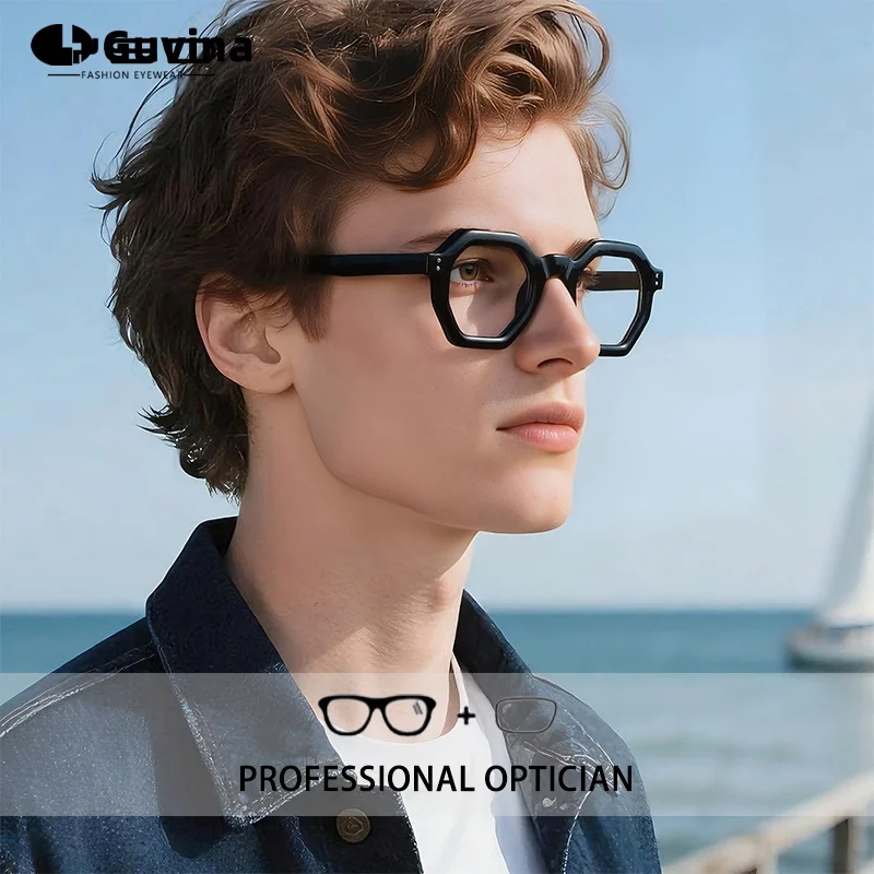 Lunettes de vue carrées épaisses TR90 pour hommes, myopie, hypermétropie, verres photochromiques progressifs multifocaux personnalisés