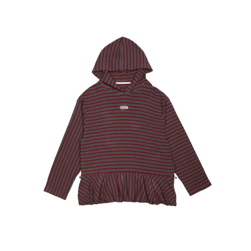 Long-sleeved Pullover Fashion Casual Loose Striped Contrasting Color Hooded Loose Sweatshirt Women's Autumn and Winter Tops