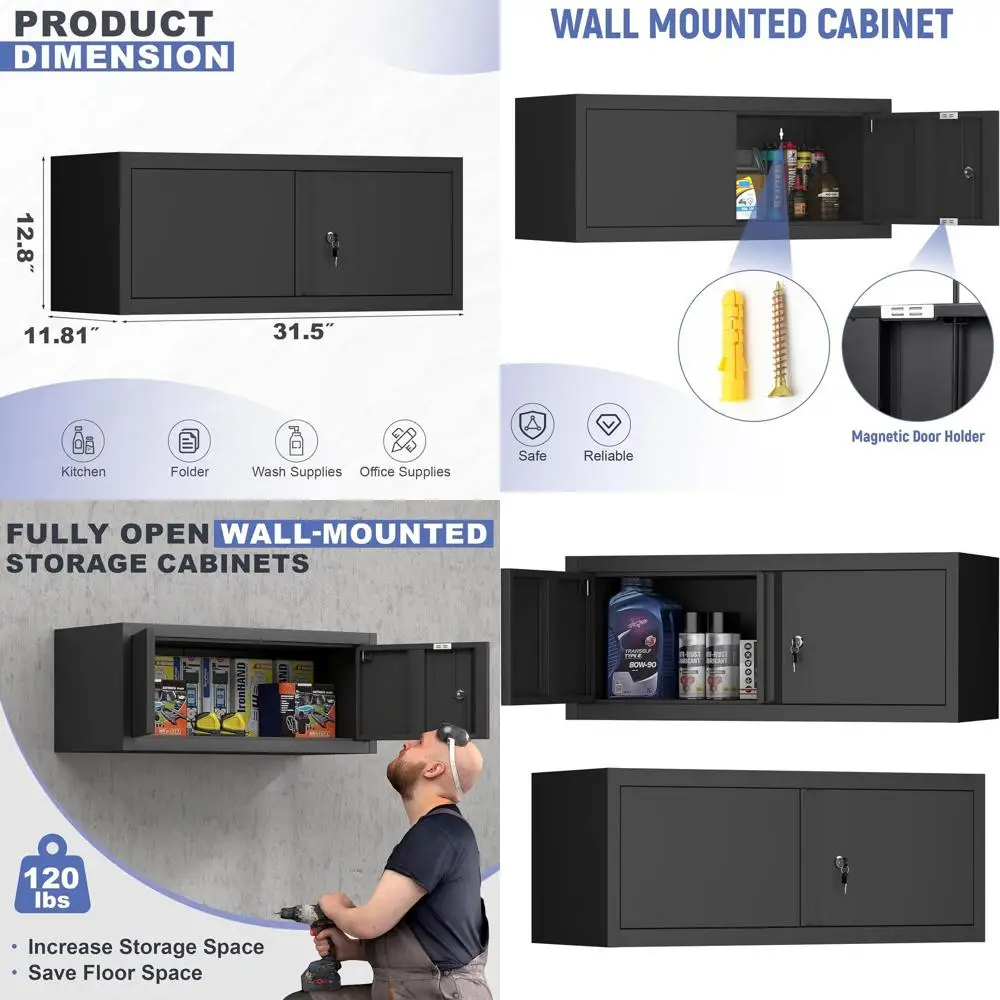 

Настенный шкаф для хранения инструментов, 13 секций, компактный органайзер для инструментов в автофургоне, школе, офисе, на складе - черный