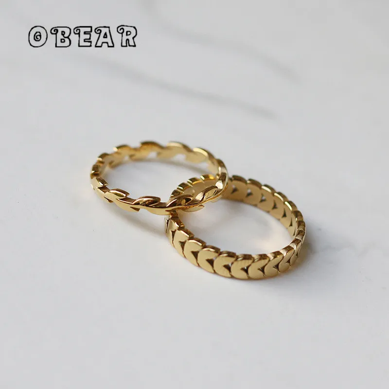 

Wheat Set Ring Botanical Floral Simple Wicker Ring for Women Stainless Steel Plated 18K Gold Jewelry Wholesale