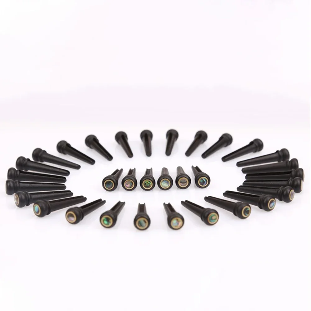 6Pcs Acoustic Guitar Accessories Made of Natural Ebony with Brass Detail on Head for Consistent Frequency Balance