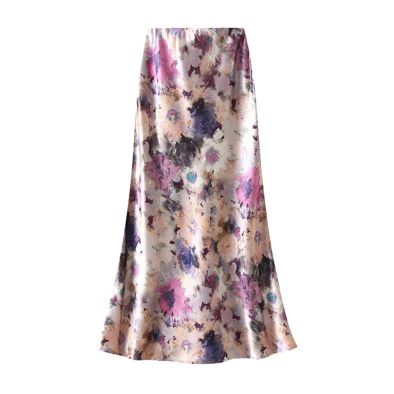 

Skinny elastic high waist elegant oil painting print Skirts Summer Women's Skirt New Sexy Maxi fishtail skirt Woman Clothing