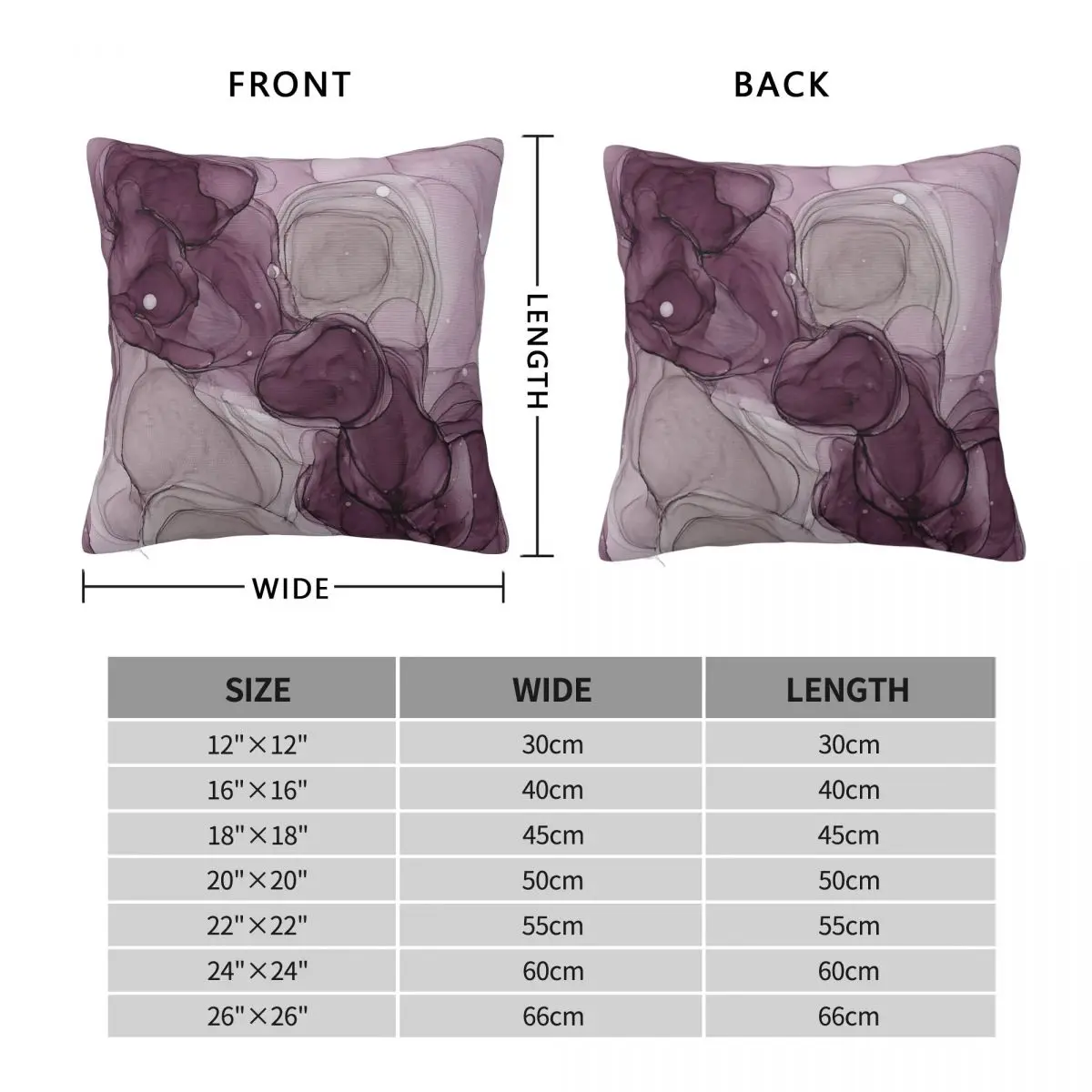 Aubergine Ink Ethereal Square Pillowcase Polyester Linen Velvet Pattern Zip Decor Pillow Case Car Cushion Case