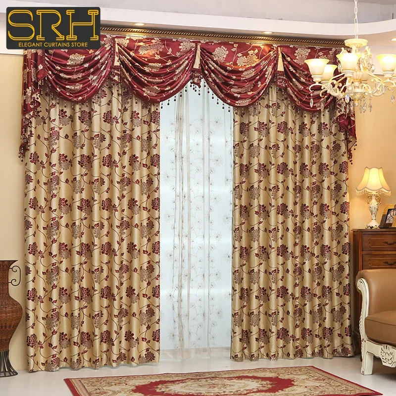 

Custom Luxury European Curtains for Living Room Bedroom Window Jacquard Shade Decor Elegant Tulle Double Sided Yarn Dyed Fabric