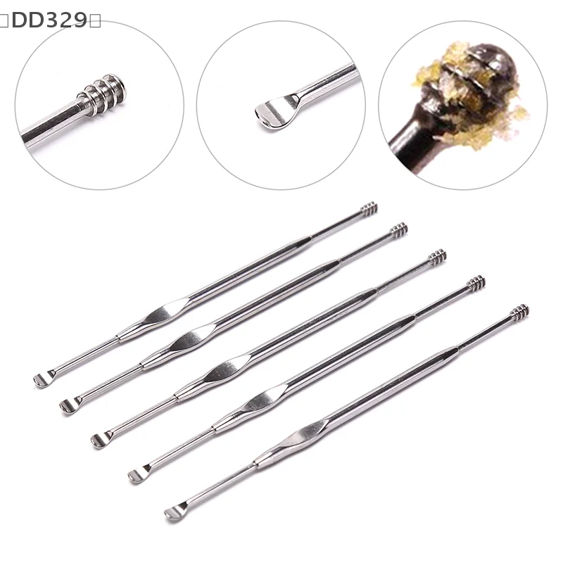 1 قطعة منظف الأذن المحمول برأس مزدوج ملعقة أذن حلزونية أدوات تنظيف الأذن #1